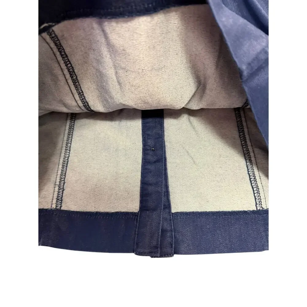 New York & Company Womens Dress XS Blue Denim Style Button Up Cap Sleeve Collar